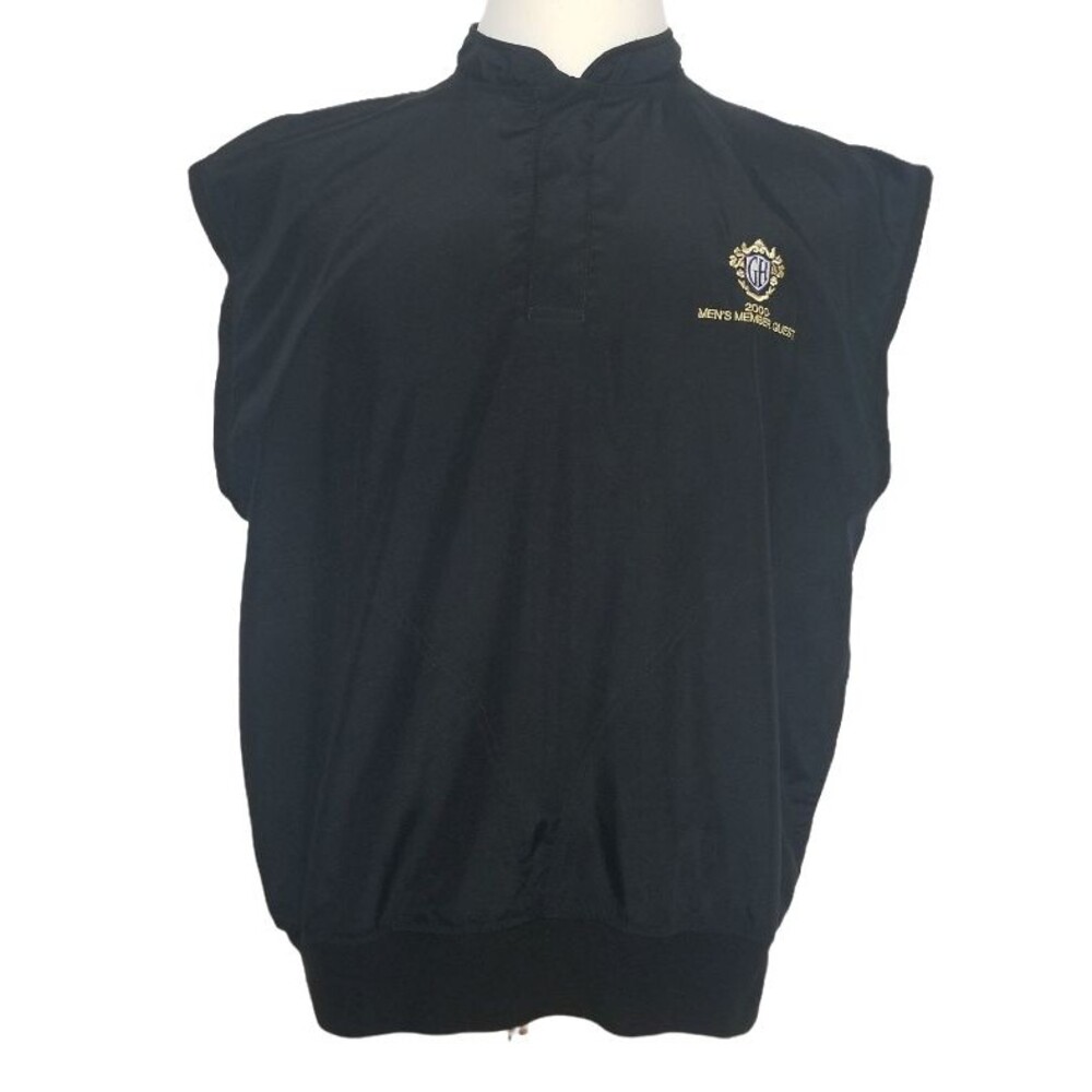 VTG Zero Restriction Mens M Golf Vest Windbreaker Sleeveless Black Snap Collar
